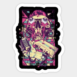 Colorful Party Rockabilly Skull Sticker